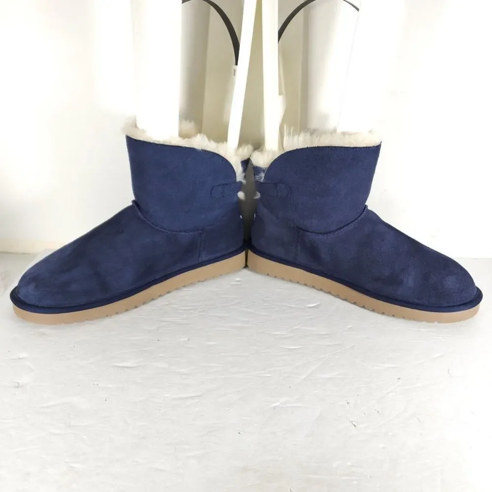 Koolaburra By Ugg Women's Remley US 10 Mini Suede Navy Blue Fur Lined Boots_8